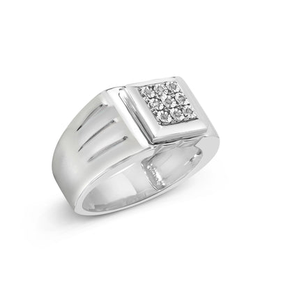 .925 Sterling Silver Diamond Accent Miracle-Set 9 Stone Ridged Band Gentlemen&