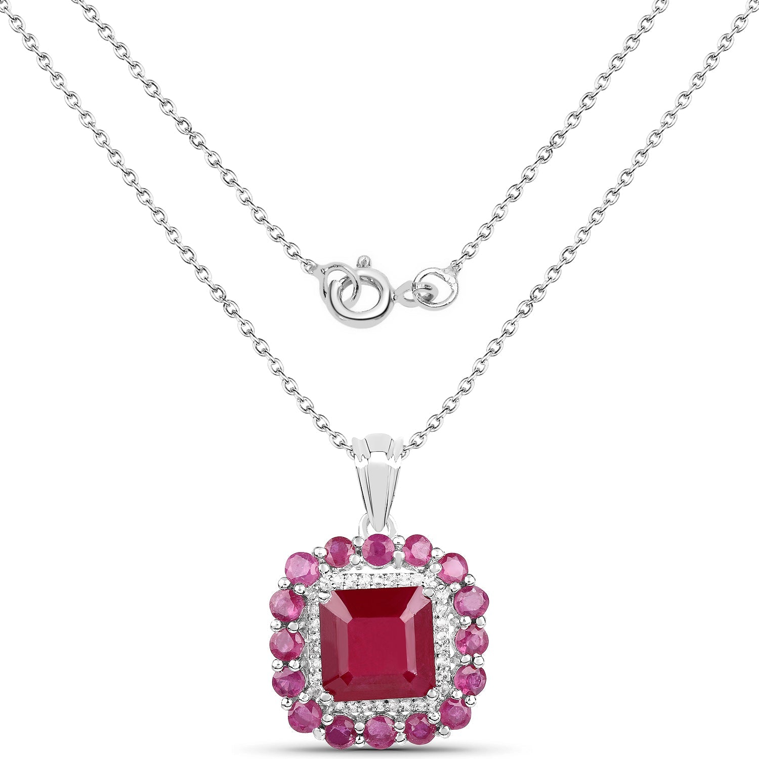 8.48 Carat Glass Filled Ruby and White Topaz .925 Sterling Silver Pendant by Bids.com