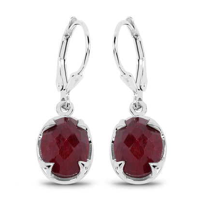 6.90 Carat Dyed Ruby .925 Sterling Silver Earrings  DestGlow