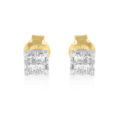 10k Yellow Gold Princess Diamond Quad Stud Earrings (1/4 cttw, J-K Color, I2-I3 Clarity) by Bids.com