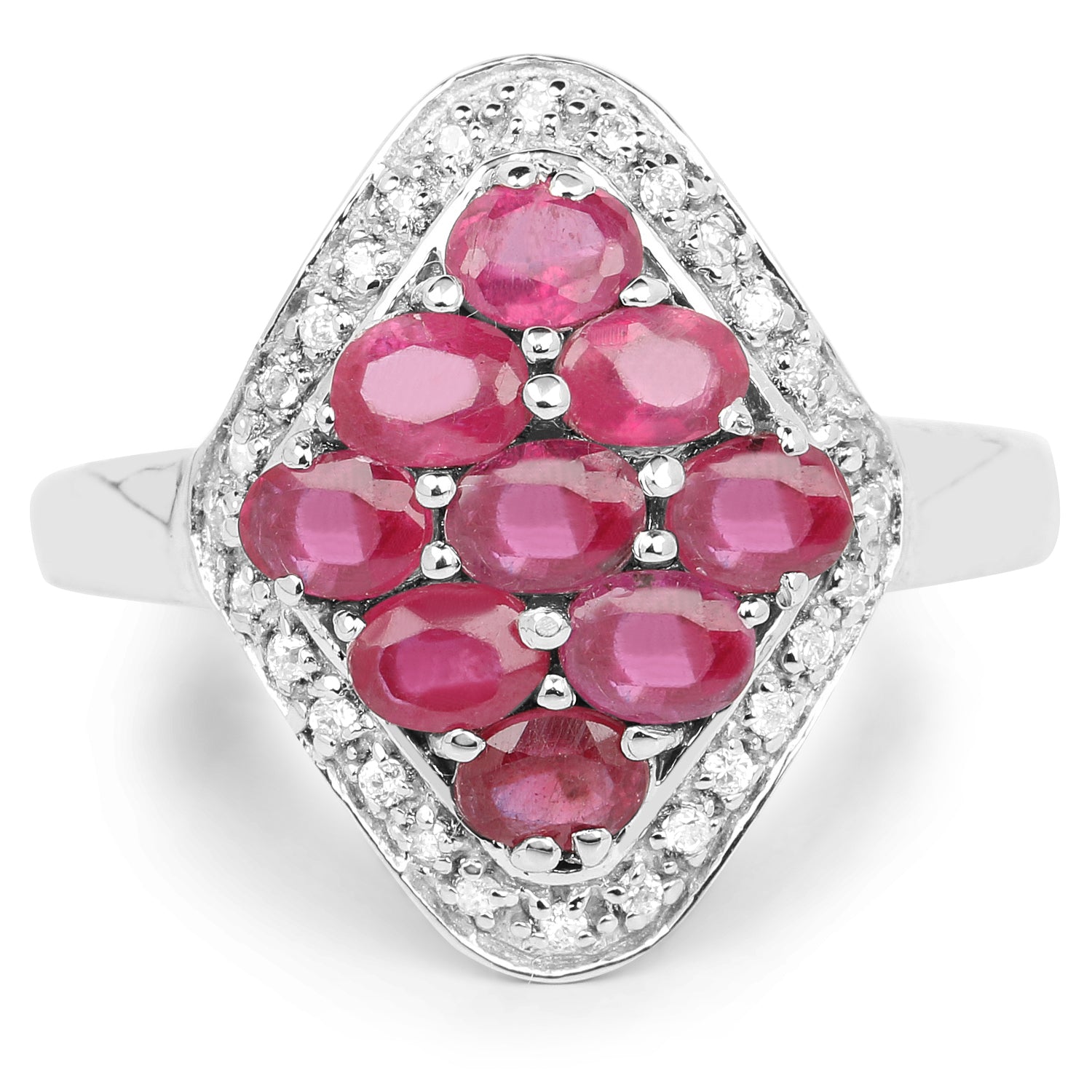 2.12 Carat Genuine Glass Filled Ruby &amp; White Zircon .925 Sterling Silver Ring by Bids.com