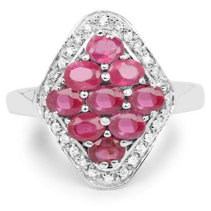 2.12 Carat Genuine Glass Filled Ruby &amp; White Zircon .925 Sterling Silver Ring by Bids.com
