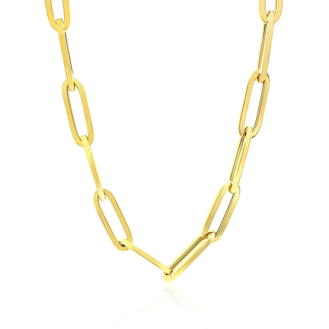14K Yellow Gold Wide Paperclip Chain (6.1mm) by Bids.com