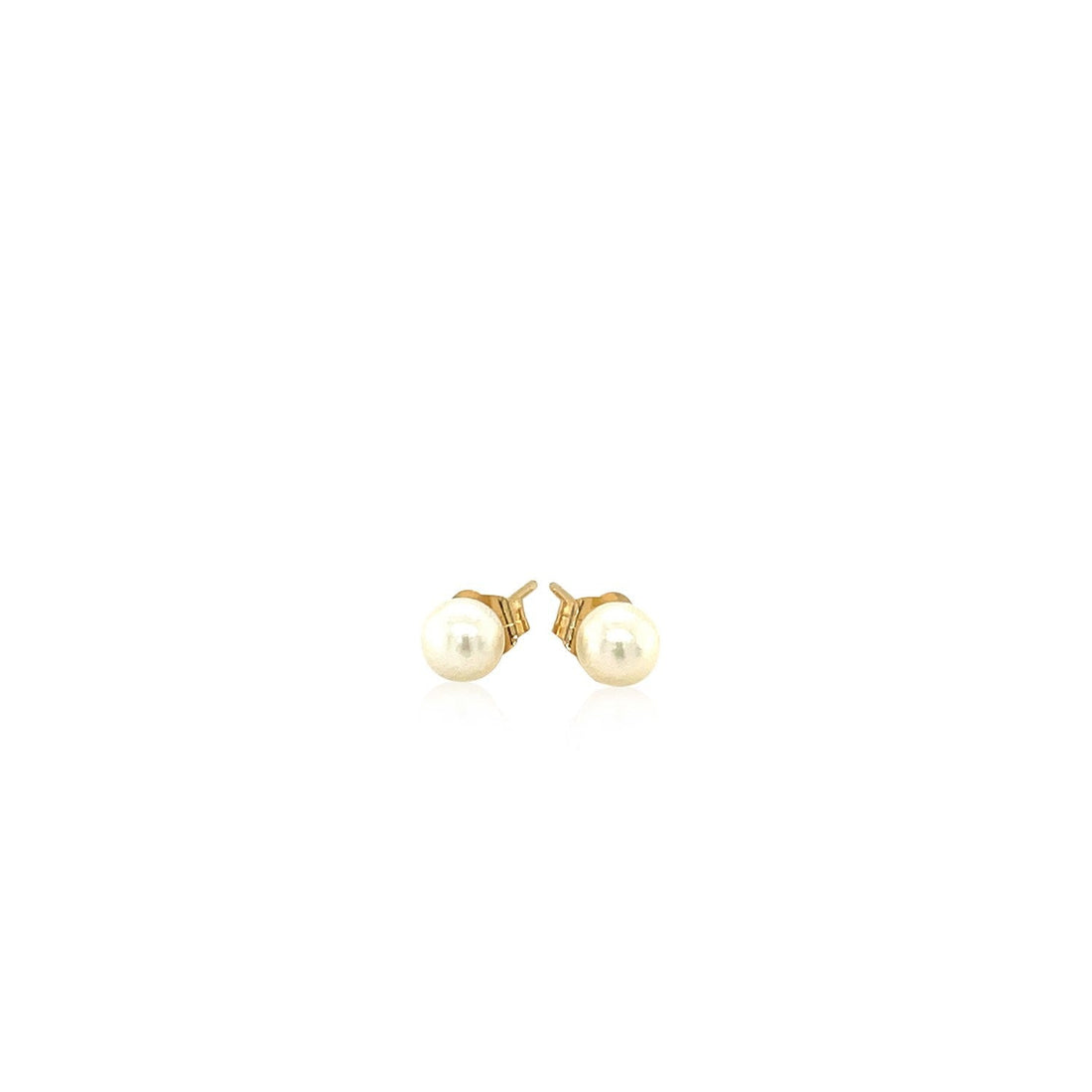 14k Yellow Gold Freshwater Cultured White Pearl Stud Earrings (4.0 mm) by Bids.com