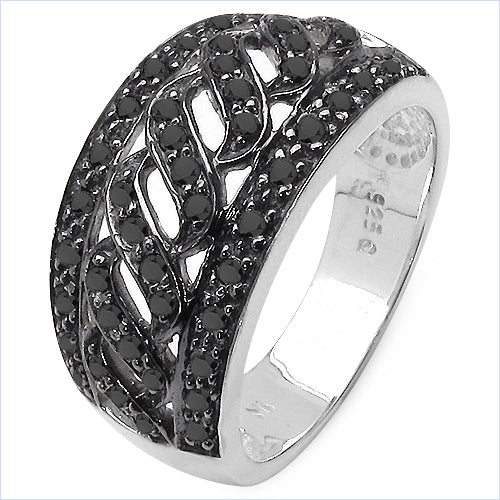 0.54 Carat Genuine Black Diamond .925 Sterling Silver Ring by Bids.com