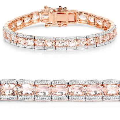 18K Rose Gold Plated 11.60 Carat Genuine Morganite .925 Sterling Silver Bracelet by Bids.com
