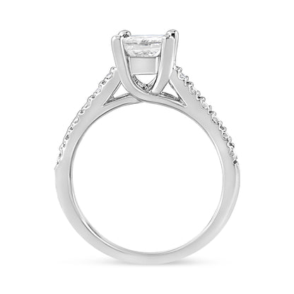 14K White Gold 1 1/5 Cttw 4-Prong Set Princess Diamond Classic Engagement Ring (I1-I2 Color, H-I Clarity) Ring Size 7 by Bids.com