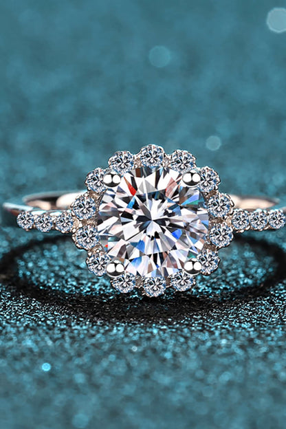1 Carat Brilliant Round Cut Sparkala™ Rhodium-Plated Halo Ring by Sparkala