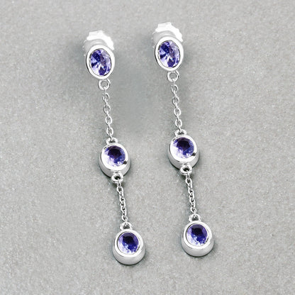 1.98 Carat Genuine Tanzanite .925 Sterling Silver Earrings by Bids.com