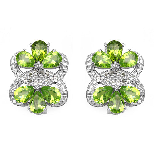 8.77 Carat Genuine Peridot &amp; White Topaz .925 Sterling Silver Earrings by Bids.com