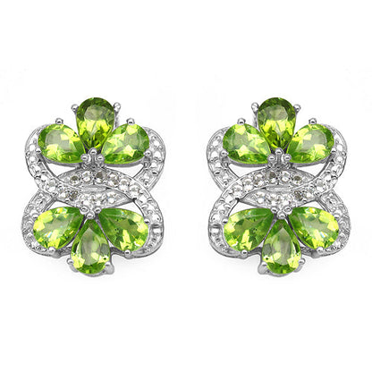 8.77 Carat Genuine Peridot &amp; White Topaz .925 Sterling Silver Earrings by Bids.com