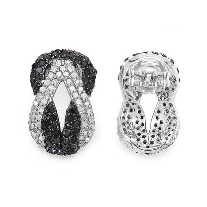 1.05 Carat Genuine Black Diamond &amp; White Diamond .925 Sterling Silver Earrings by Bids.com