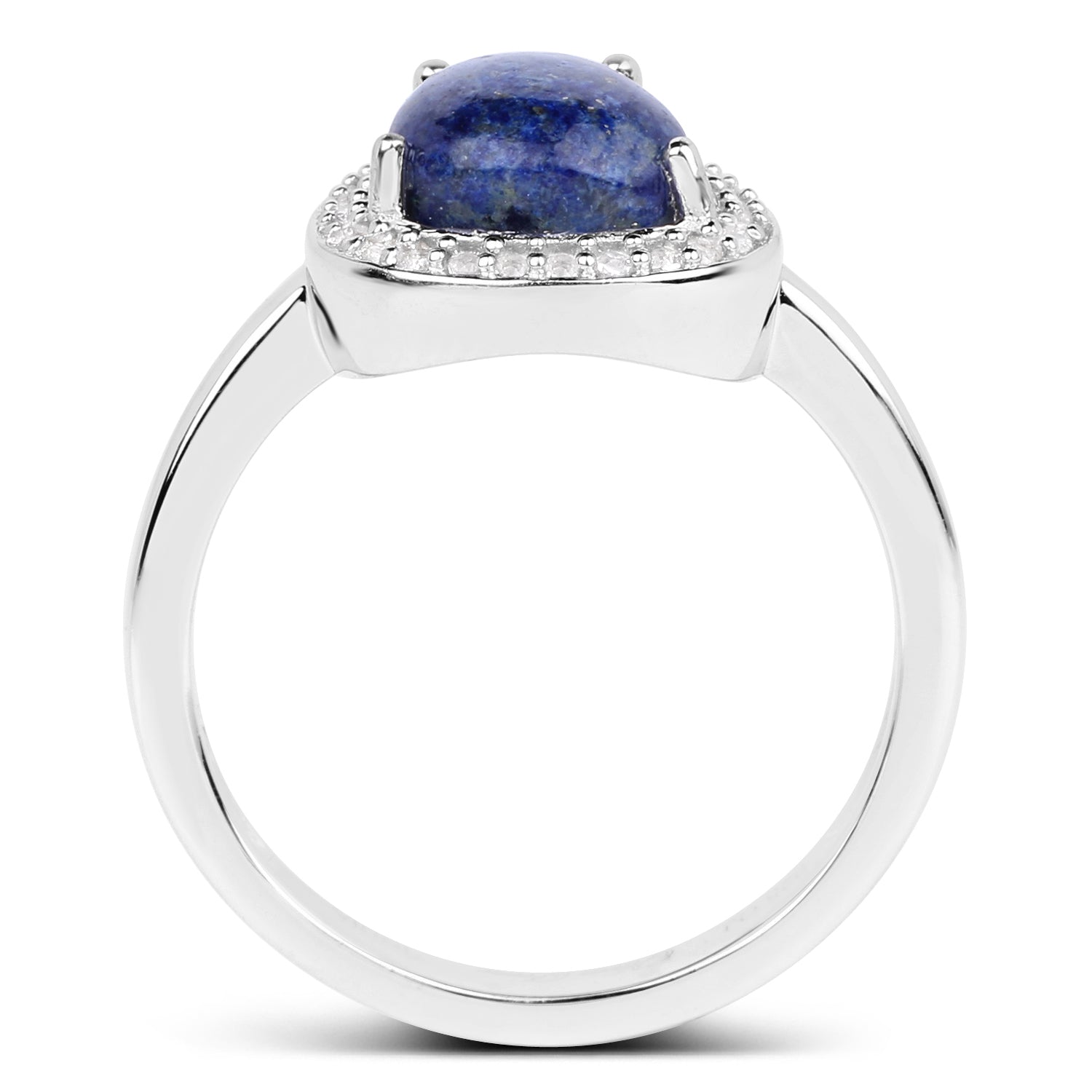 2.03 Carat Genuine Lapis And White Topaz .925 Sterling Silver Ring by Bids.com