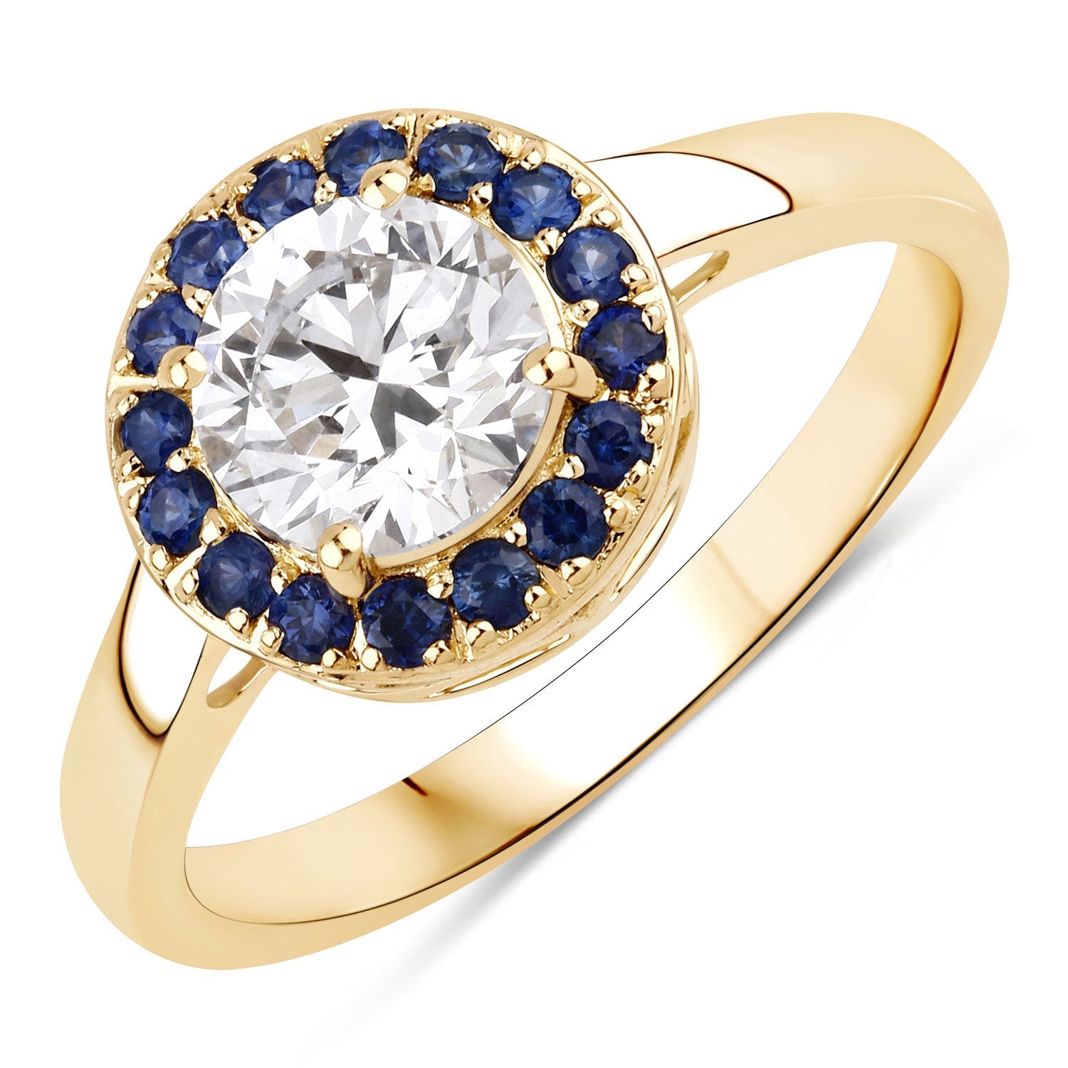 1.32 Carat Genuine Blue Sapphire and Lab Grown Diamond 14K Yellow Gold Ring by Bids.com