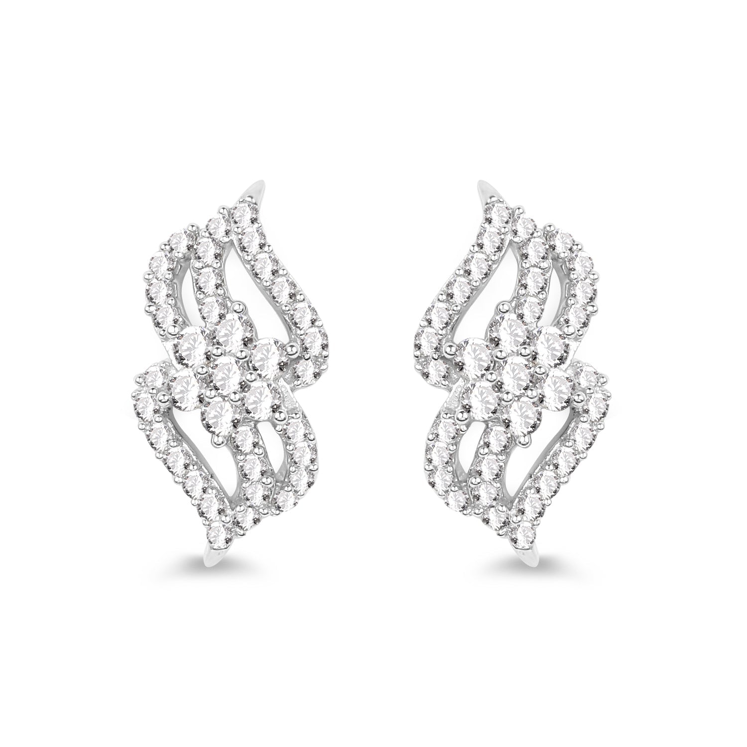 0.68 Carat Genuine White Diamond 14K White Gold Earrings (G-H Color, SI1-SI2 Clarity) by Bids.com