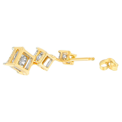14K Yellow Gold 1 cttw Princess Cut Diamond Earrings (H-I, SI1-SI2) by Bids.com
