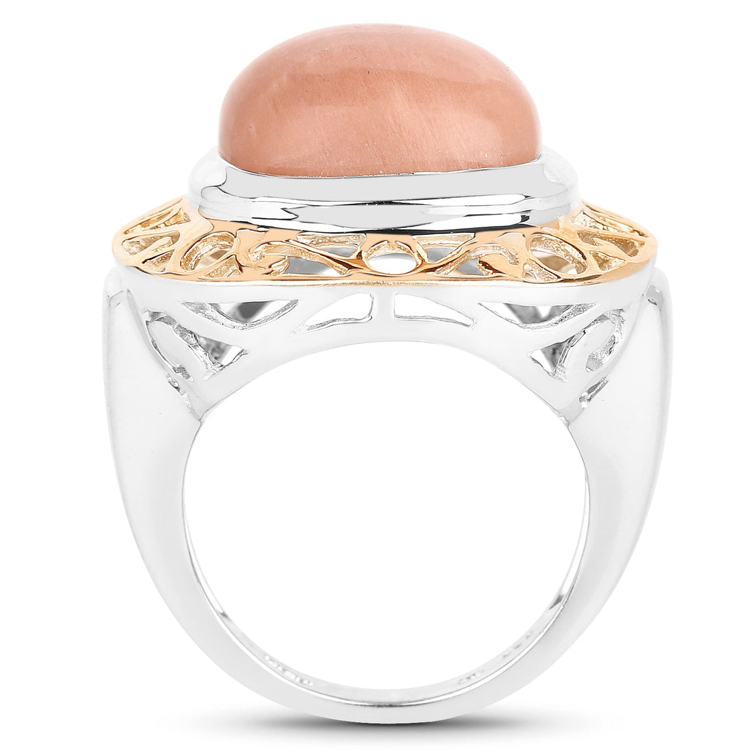 Two Tone Plated 12.80 Carat Genuine Moonstone .925 Sterling Silver Ring by Bids.com