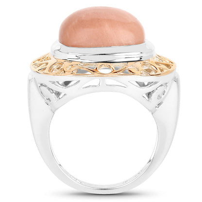Two Tone Plated 12.80 Carat Genuine Moonstone .925 Sterling Silver Ring by Bids.com