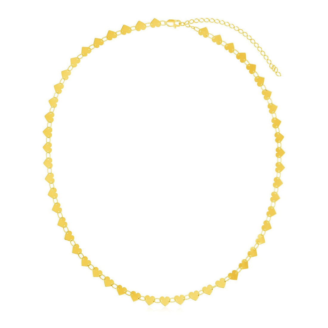 14k Yellow Gold Mirrored Heart Chain Necklace by Bids.com