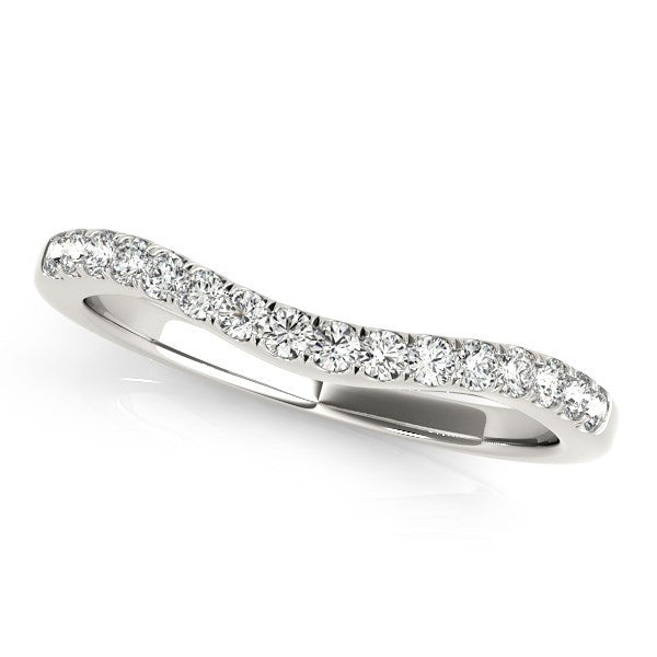 14k White Gold Curvy Style Pave Set Diamond Wedding Band (1/5 cttw) by Bids.com