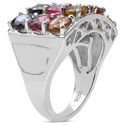 3.72 Carat Genuine Multi Tourmaline .925 Sterling Silver Ring by Bids.com