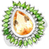 7.02 Carat Genuine Citrine and Chrome Diopside .925 Sterling Silver Ring by Bids.com