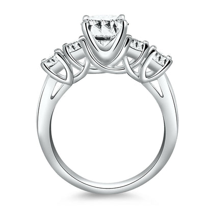 14k White Gold Five Stone Diamond Trellis Engagement Ring by Bids.com