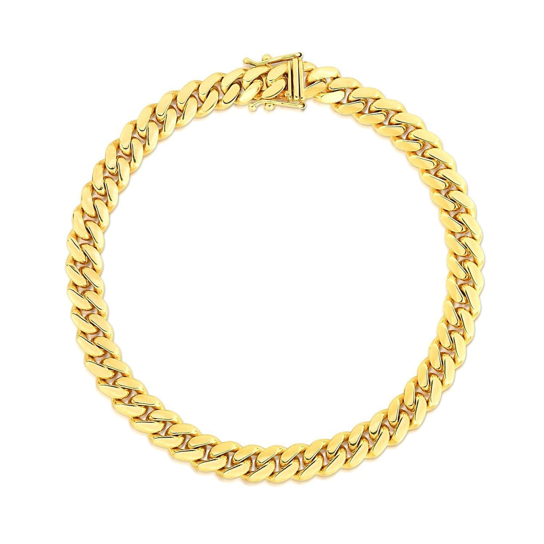 10k Yellow Gold Classic Miami Cuban Solid Bracelet (7.10 mm)  DestGlow