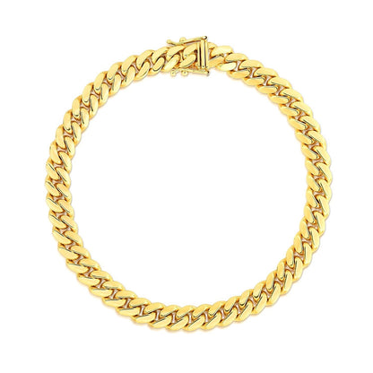 10k Yellow Gold Classic Miami Cuban Solid Bracelet (7.10 mm)  DestGlow