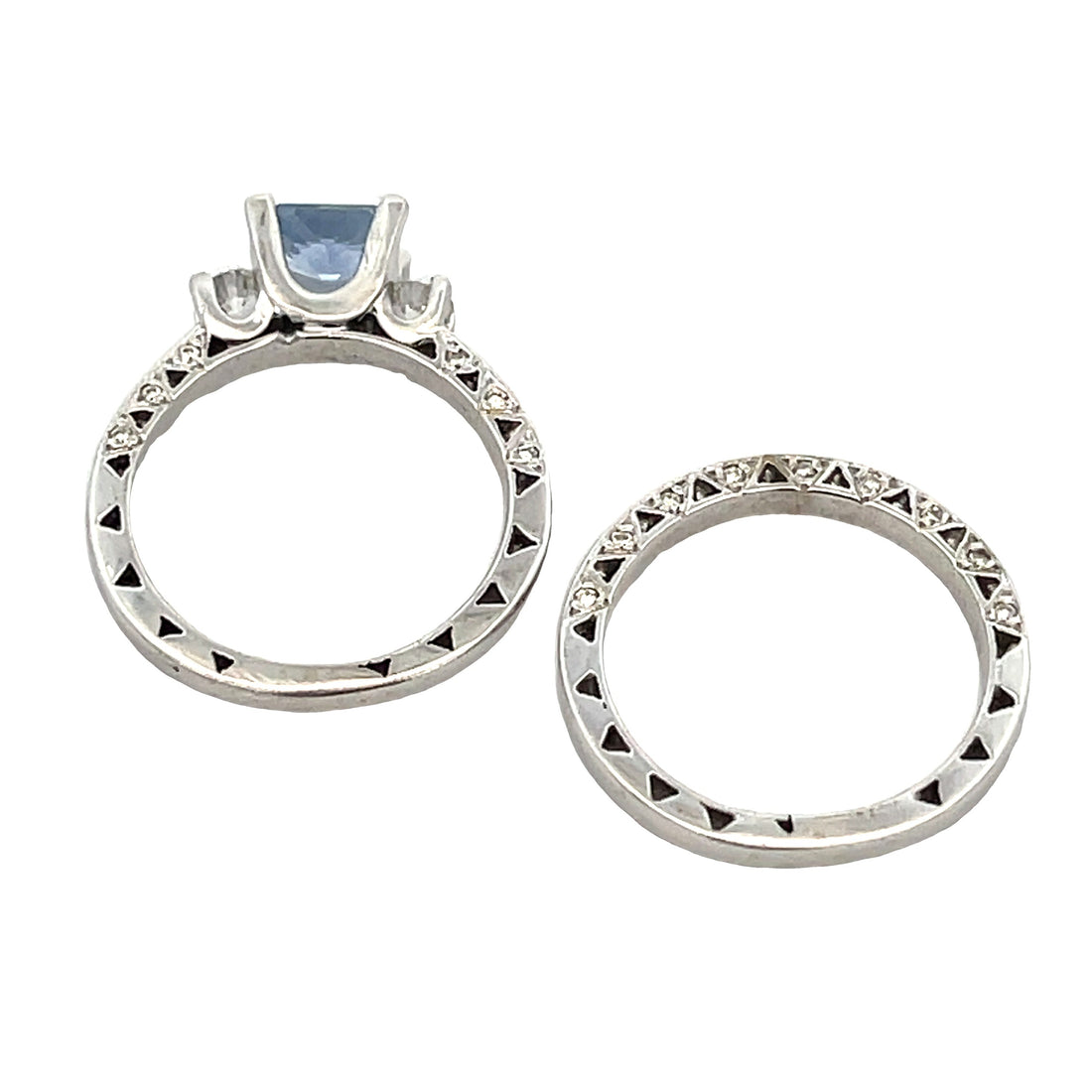 Antique Style Engagement Ring Set 14KT White Gold by Bids.com