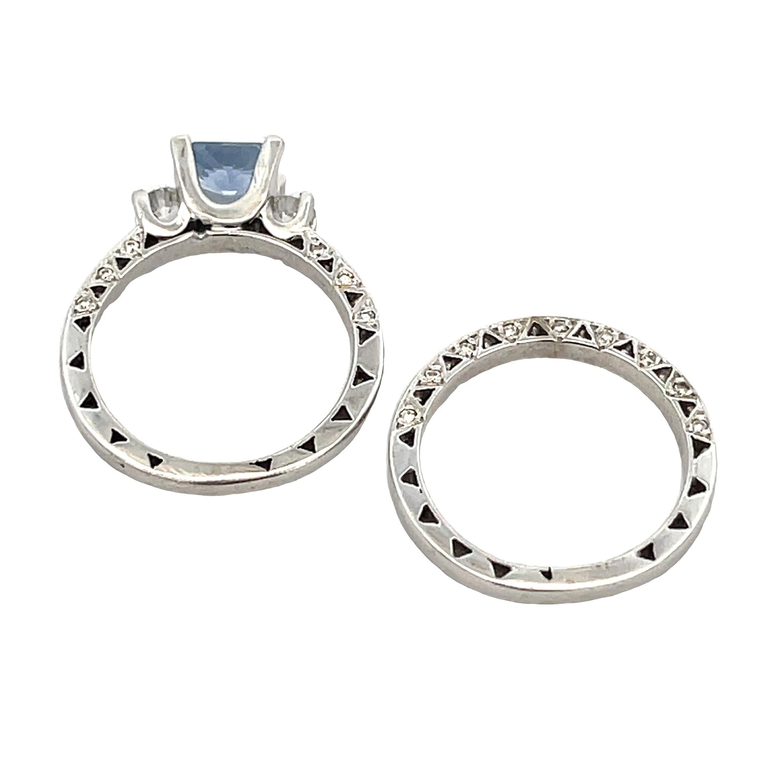 Antique Style Engagement Ring Set 14KT White Gold by Bids.com