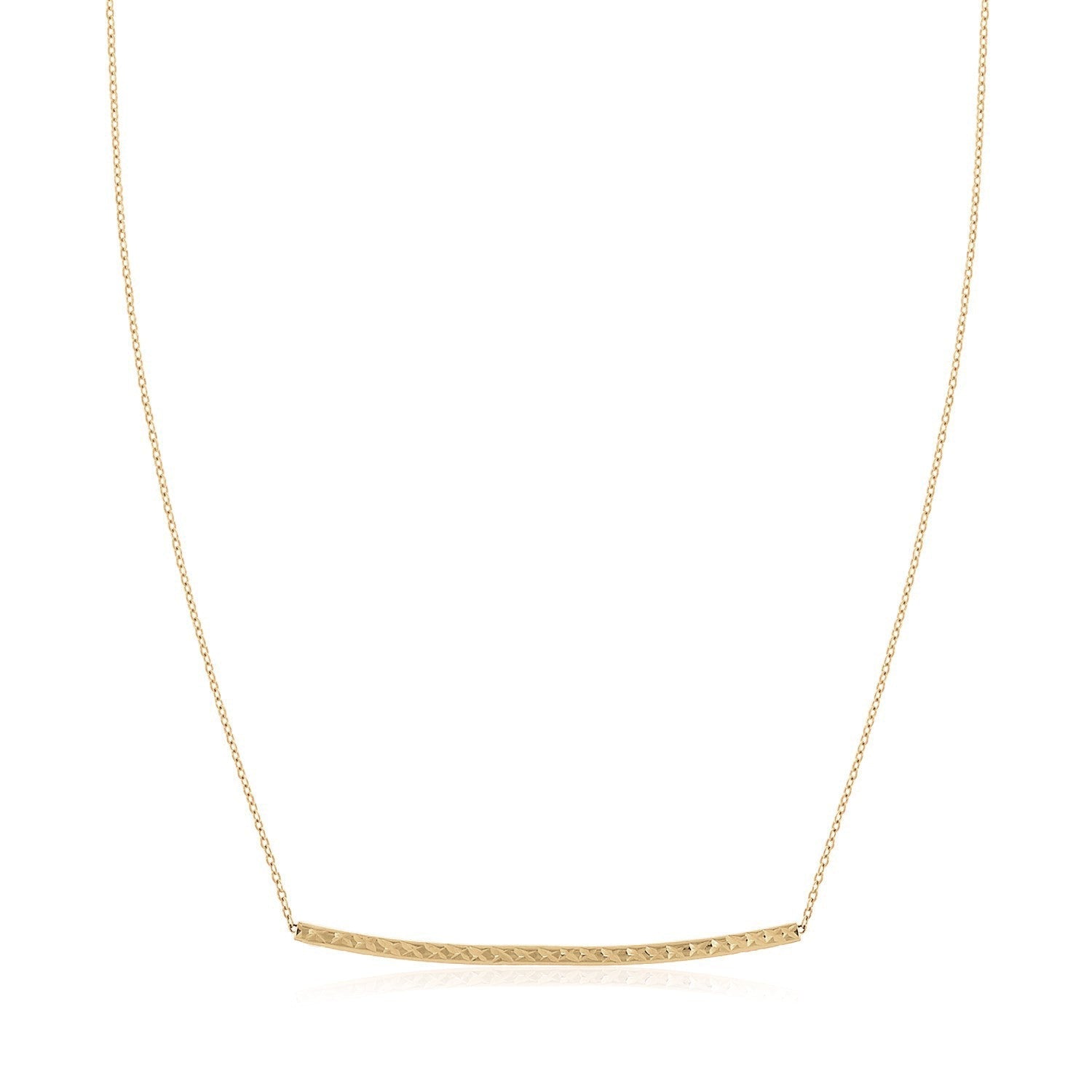 14k Yellow Gold Thin Textured Bar Necklace by Bids.com