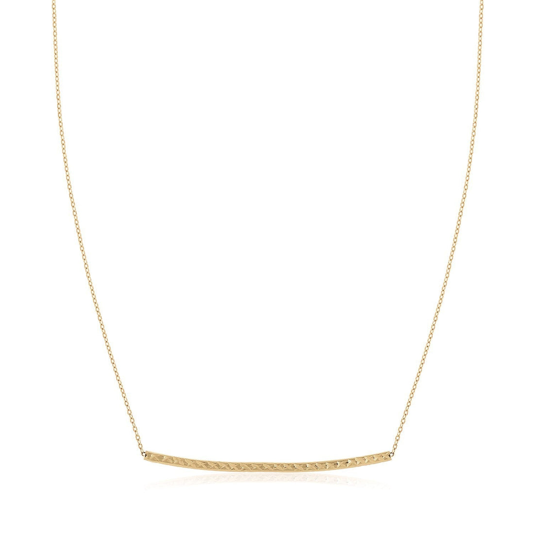 14k Yellow Gold Thin Textured Bar Necklace by Bids.com