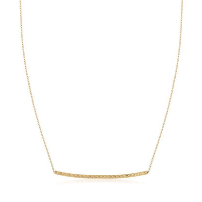14k Yellow Gold Thin Textured Bar Necklace by Bids.com