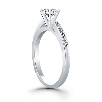 14k White Gold Diamond Channel Cathedral Engagement Ring by Bids.com