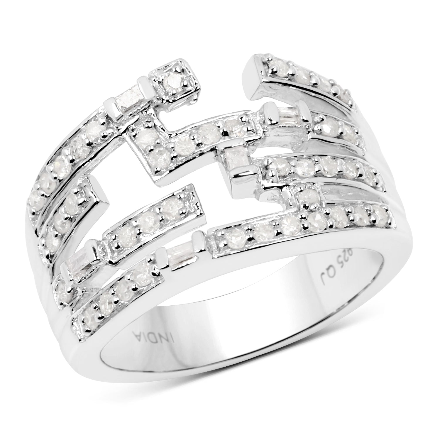 0.60 Carat Genuine White Diamond .925 Sterling Silver Ring by Bids.com