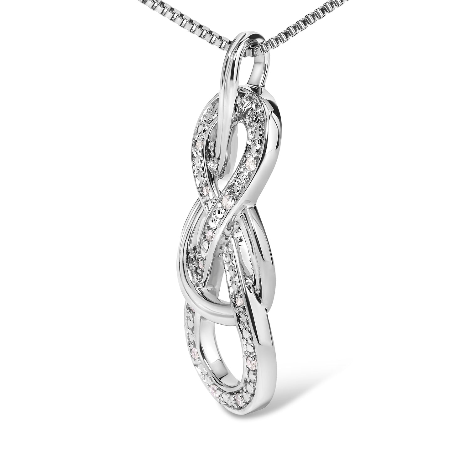 925 Sterling Silver Diamond Accent Interlocking Infinity Pendant Necklace (H-I Color, I2-I3 Clarity) - 18" Inches by Bids.com