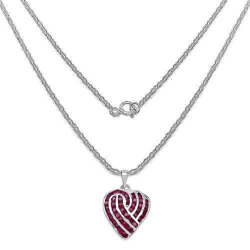 3.68 Carat Genuine Ruby .925 Sterling Silver Pendant  DestGlow