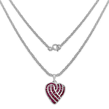 3.68 Carat Genuine Ruby .925 Sterling Silver Pendant  DestGlow