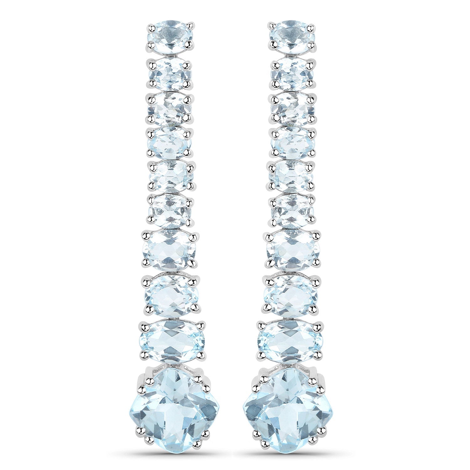 18K White Gold Plated 8.52 Carat Genuine Blue Topaz .925 Sterling Silver Earrings by Bids.com