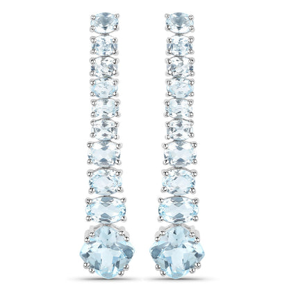 18K White Gold Plated 8.52 Carat Genuine Blue Topaz .925 Sterling Silver Earrings by Bids.com