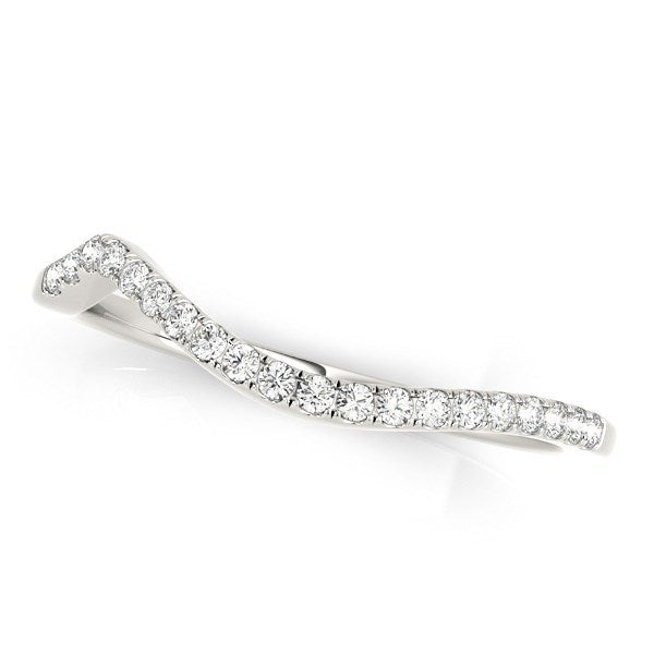 14k White Gold Modern Curved Diamond Wedding Band (1/8 cttw) by Bids.com