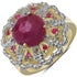 14K Yellow Gold Plated 5.56 Carat Genuine Pink Sapphire, Ruby & White Diamond .925 Sterling Silver Ring by Bids.com