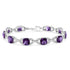 .925 Sterling Silver 7mm Cushion Cut Amethyst Gemstone and Diamond Tennis Link Bracelet (I-J Color, I1-I2 Clarity) - Size 7" by Bids.com