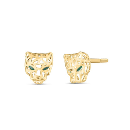14k Yellow Gold Panther Head Stud Earrings by Bids.com