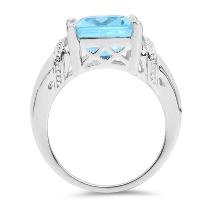 8.89 Carat Genuine Swiss Blue Topaz .925 Sterling Silver Ring by Bids.com