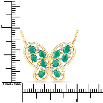 1.56 Carat Genuine Emerald and White Zircon .925 Sterling Silver Necklace by Bids.com