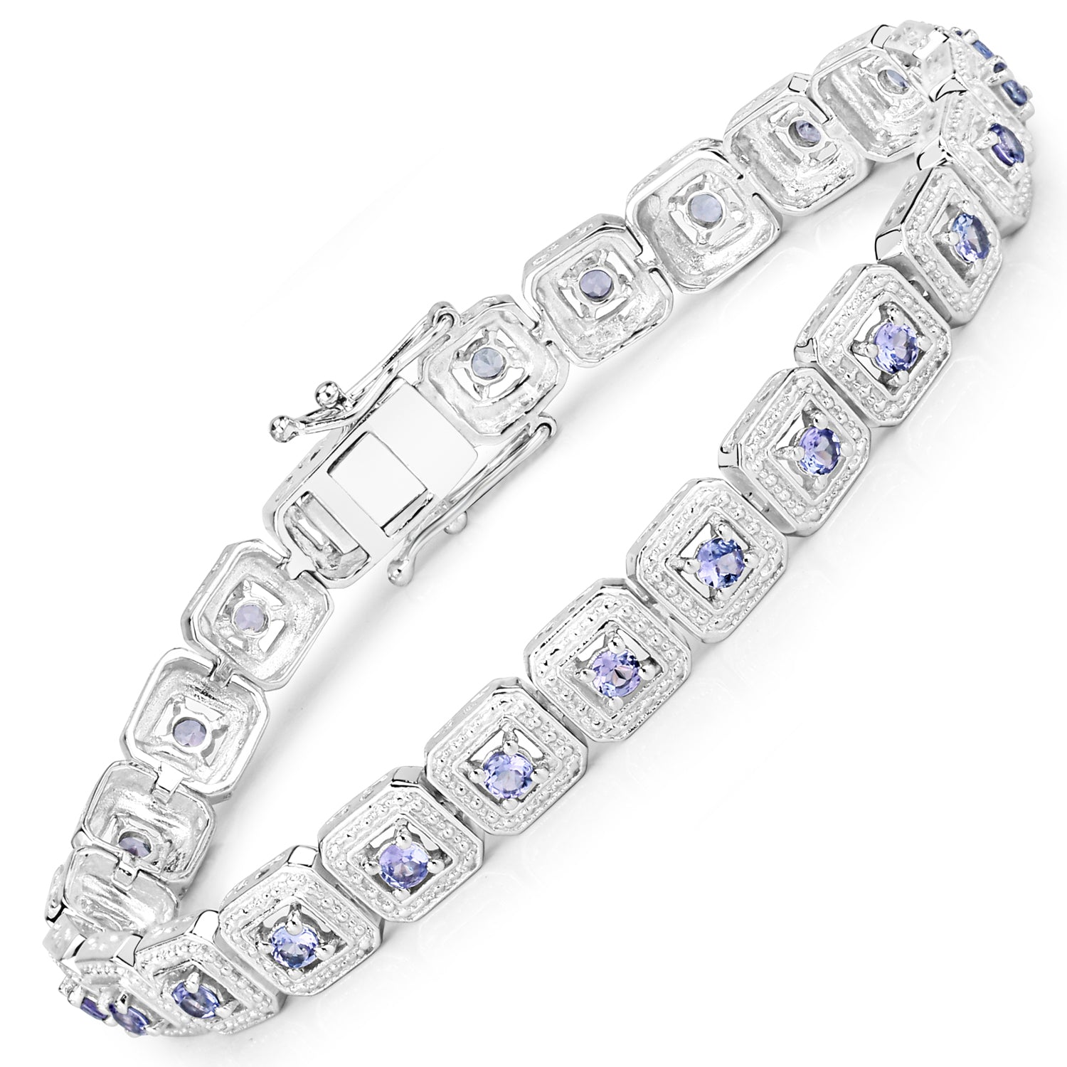 2.40 Carat Genuine Tanzanite .925 Sterling Silver Bracelet  DestGlow