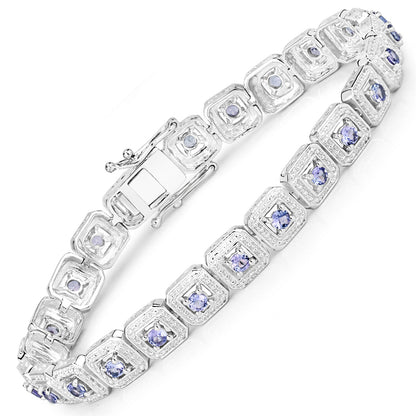 2.40 Carat Genuine Tanzanite .925 Sterling Silver Bracelet  DestGlow