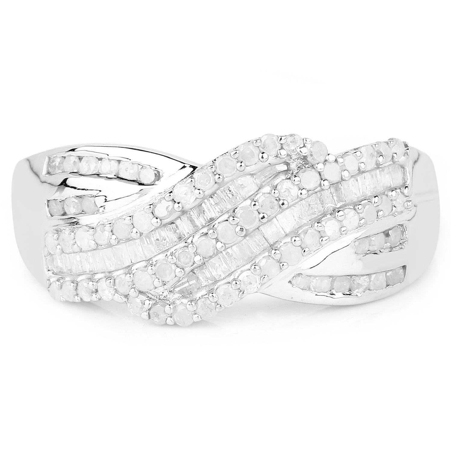 0.64 Carat Genuine White Diamond .925 Sterling Silver Ring by Bids.com